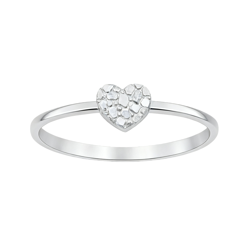 Anillo de corazón de oro blanco de 10 quilates sin piedras-11