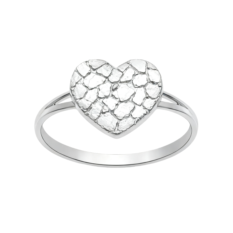 Anillo de corazón de oro blanco de 10 quilates sin piedras-10