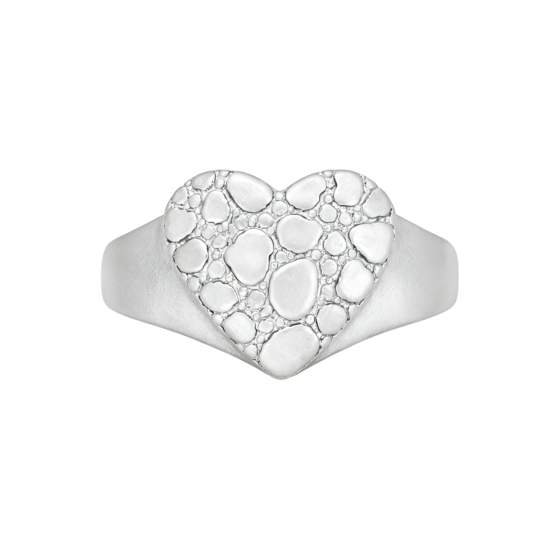 Anillo de oro blanco de 10 quilates sin piedra en forma de corazón para hombre-4