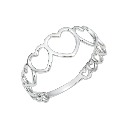 10K White Gold No Stone Heart Stackable Ring