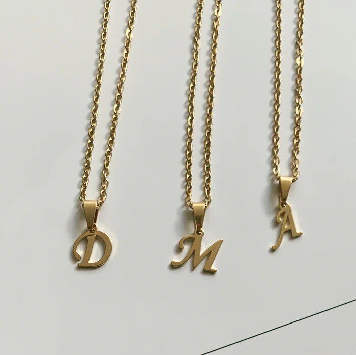 Platinum with White Gold Plated No Stone Personalized Initial Letter Initial Necklace with Initial Letter K-3