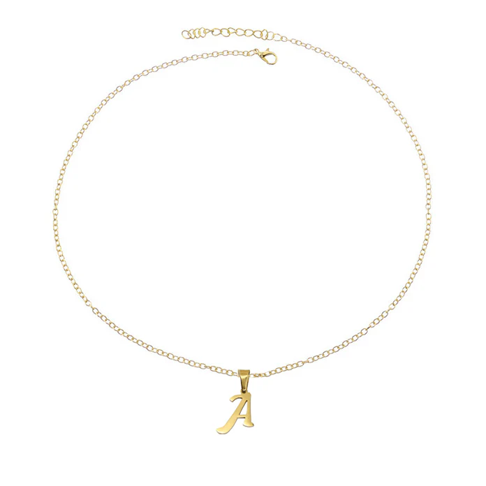 Platinum with White Gold Plated No Stone Personalized Initial Letter Initial Necklace with Initial Letter K-4