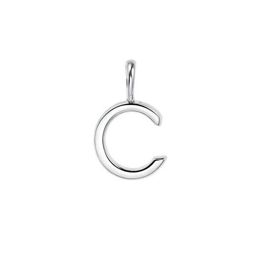 Personalisierter Anhänger aus 10-karätigem Weißgold ohne Stein mit dem Anfangsbuchstaben C