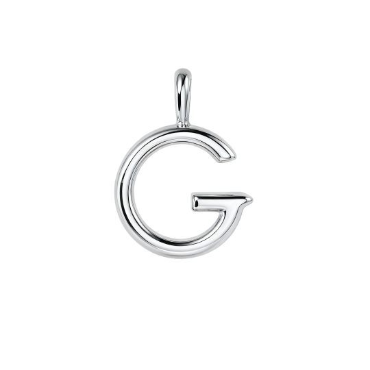Personalisierter Anhänger aus 10-karätigem Weißgold ohne Stein mit dem Anfangsbuchstaben G