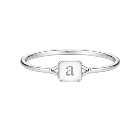 10K witgouden ring zonder steen, gepersonaliseerde initialen en vierkante initialenring