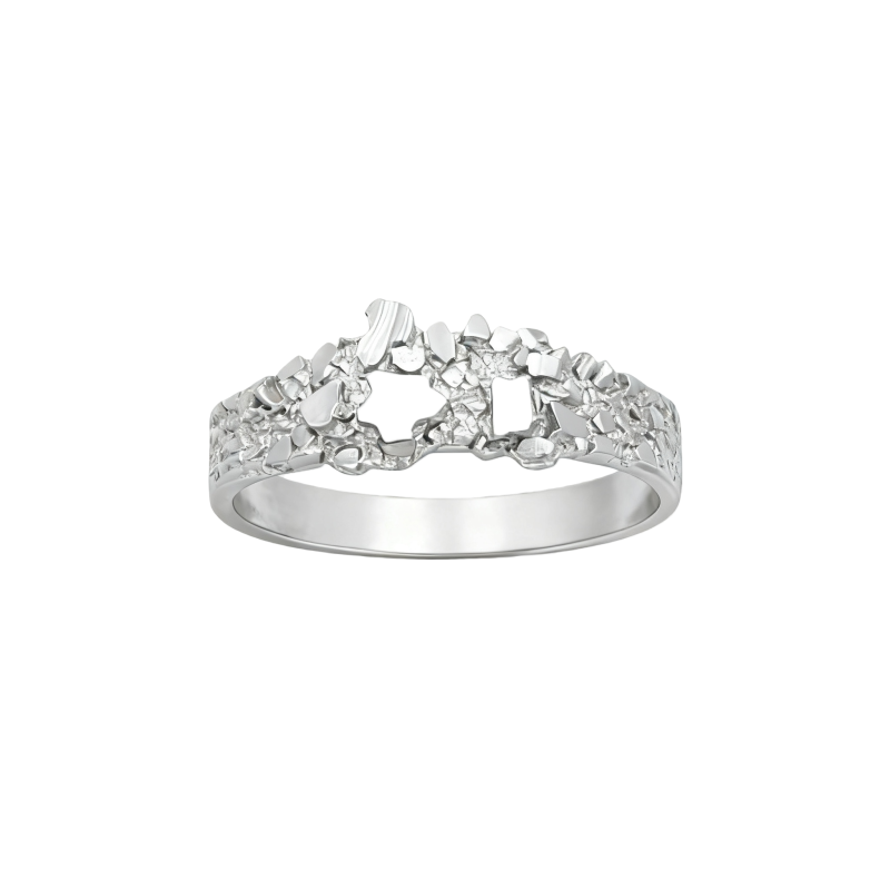 Anillo de platino con baño de oro blanco sin piedras-1