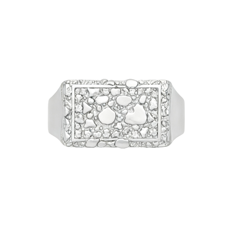 Anillo de platino con baño de oro blanco sin piedras para hombre-1