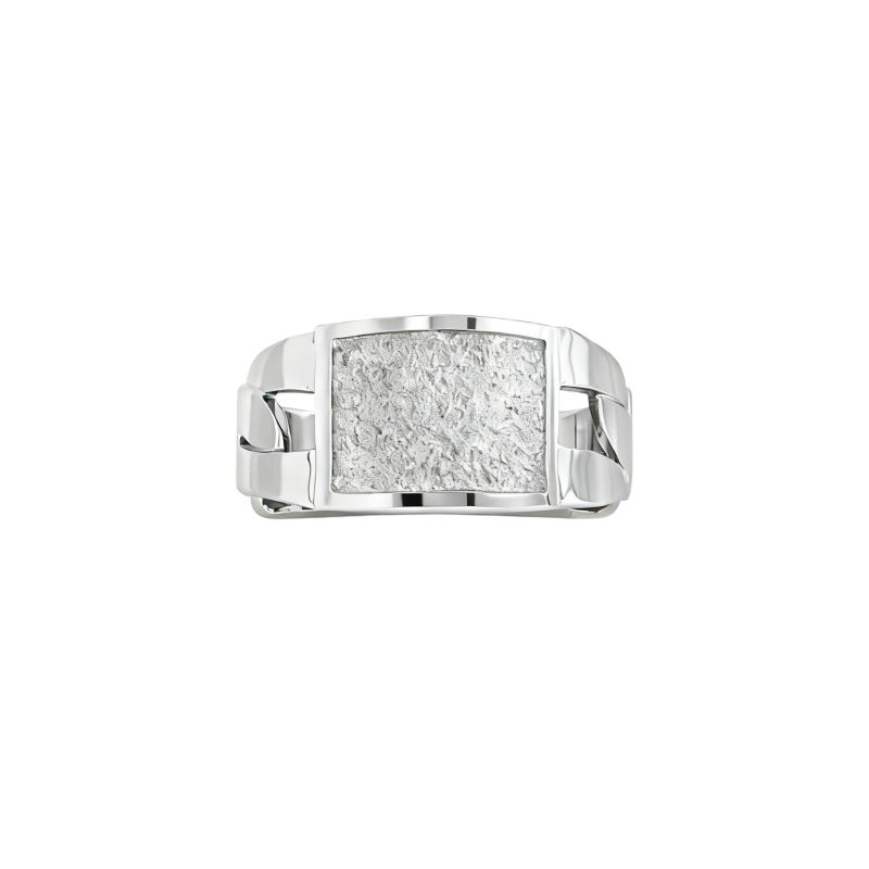 Anillo de oro blanco de 10 quilates sin piedras para hombre-1