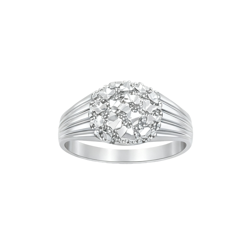 Anillo de oro blanco de 14 quilates sin piedras para hombre-1