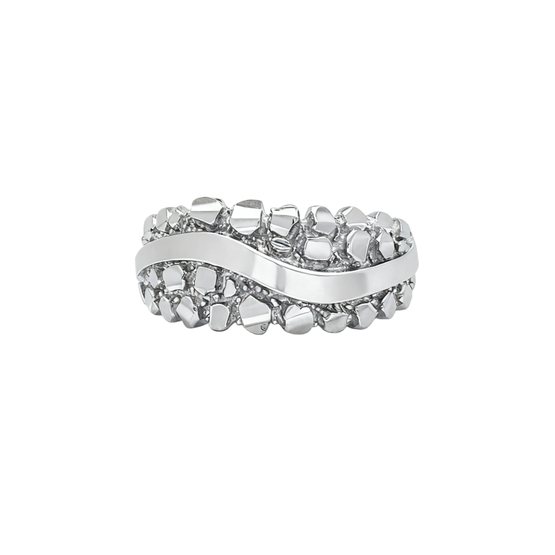 Anillo de oro blanco de 14 quilates sin piedras para hombre-1