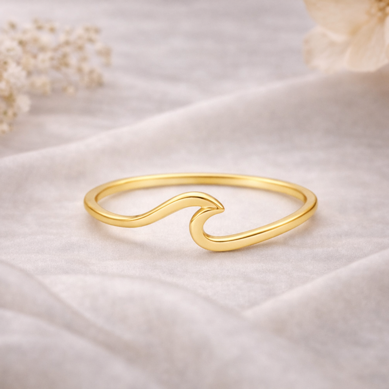 Anillo apilable de oro rosa de 18 quilates sin piedras-3
