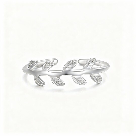 10K White Gold Olive Branch Toe Ring
