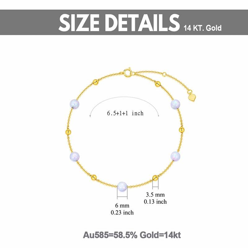 10K Gold Opal Bead Metal Beads Bracelet-5