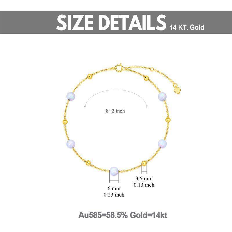 18K Gold Opal Bead Single Layer Charm Anklet-6