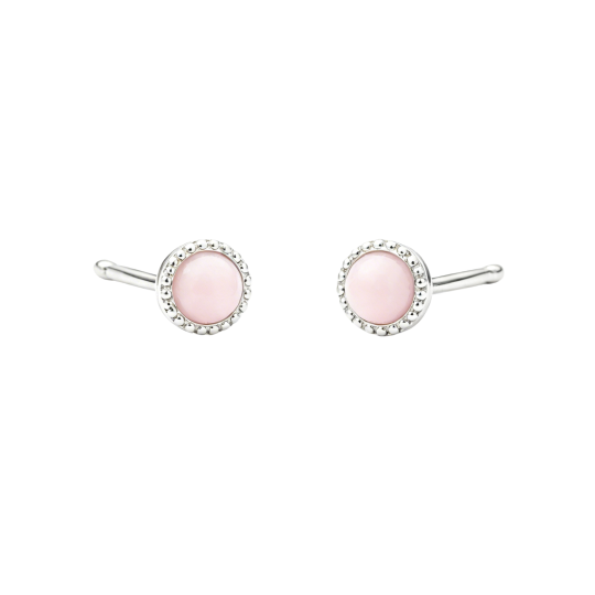 10K White Gold Opal Bead Stud Earrings