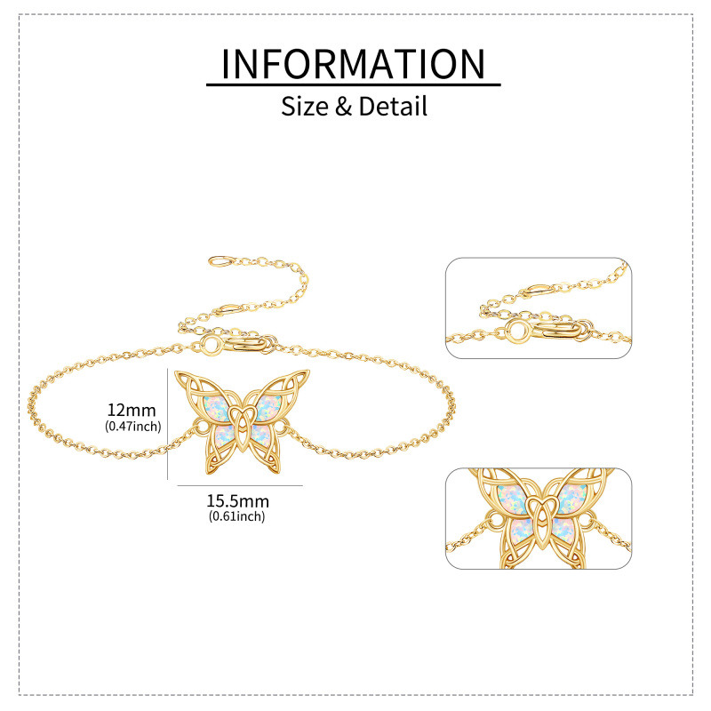 Pulsera de mariposa de ópalo de oro de 18 quilates para mujer-5
