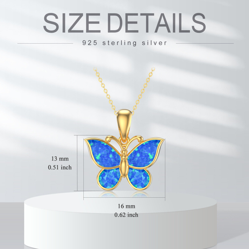 Collier pendentif papillon en or rose 10 carats et opale-5