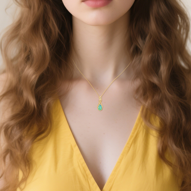 Collier pendentif nœud celtique en or 18 carats et opale-2