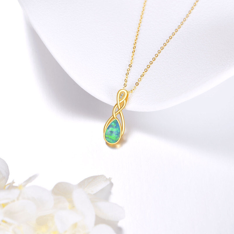 Collier pendentif nœud celtique en or 18 carats et opale-4