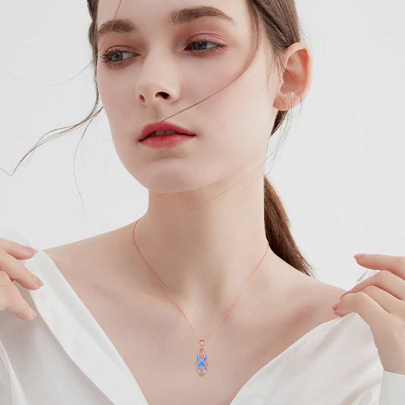 Collar con colgante de nudo celta de ópalo en oro rosa de 14 quilates-2