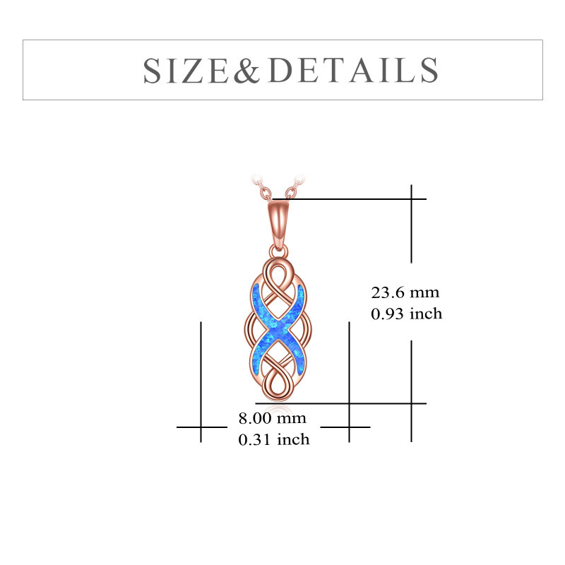 Collar con colgante de nudo celta de ópalo en oro rosa de 14 quilates-5