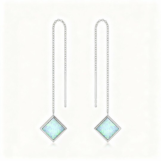 10K White Gold Opal Drop Earrings