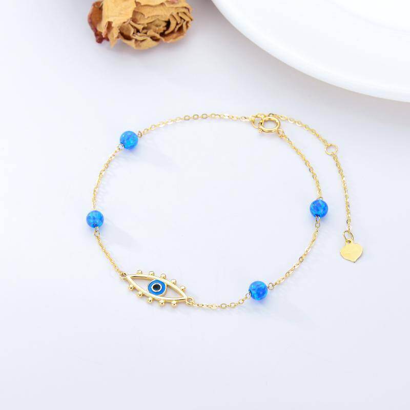 Pulsera con dije de ojo turco de ópalo y oro de 18 quilates-4