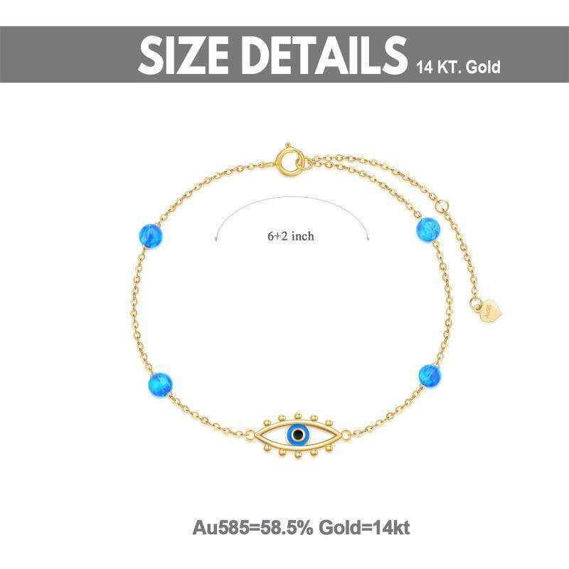 Pulsera con dije de ojo turco de ópalo y oro de 18 quilates-6