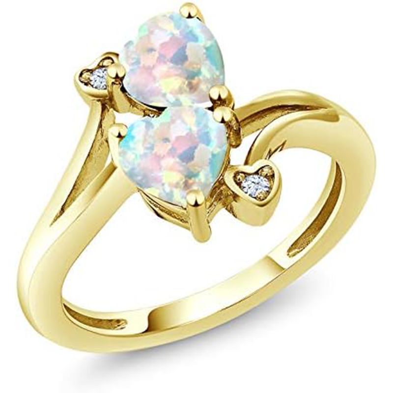 Herzring aus 14-karätigem Gold mit Opal-3