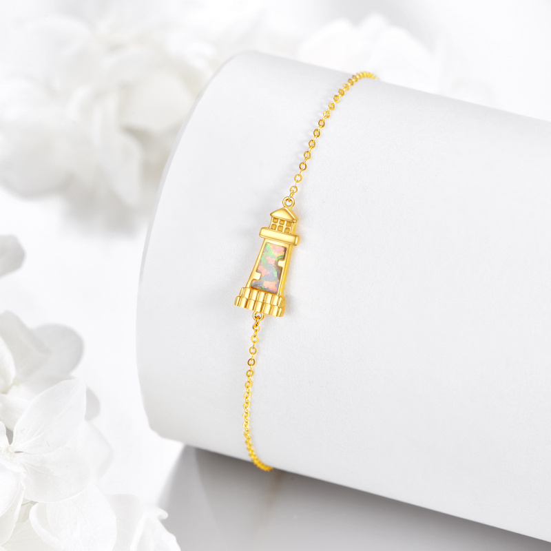 Leuchtturm-Charm-Armband aus 18-karätigem Gold mit Opal-4