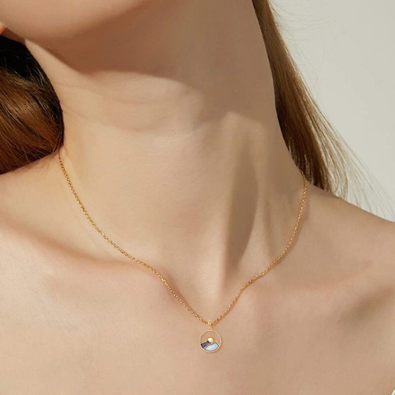 Collar con colgante de montañas de ópalo en oro de 14 quilates-2