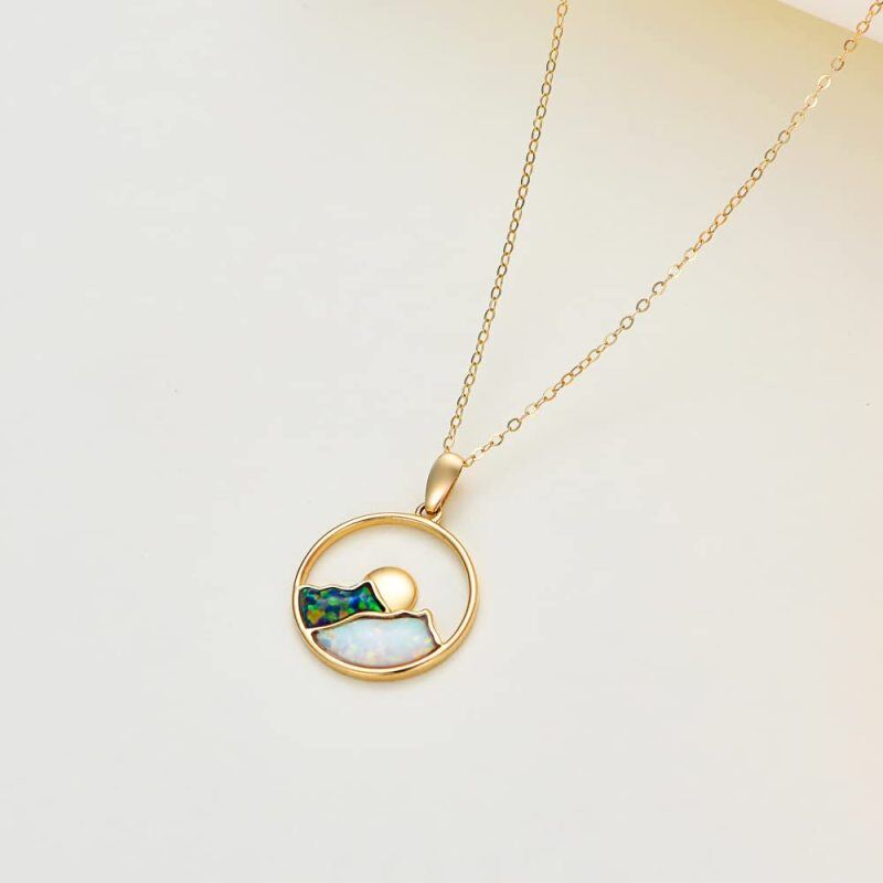 Collar con colgante de montañas de ópalo en oro de 14 quilates-4
