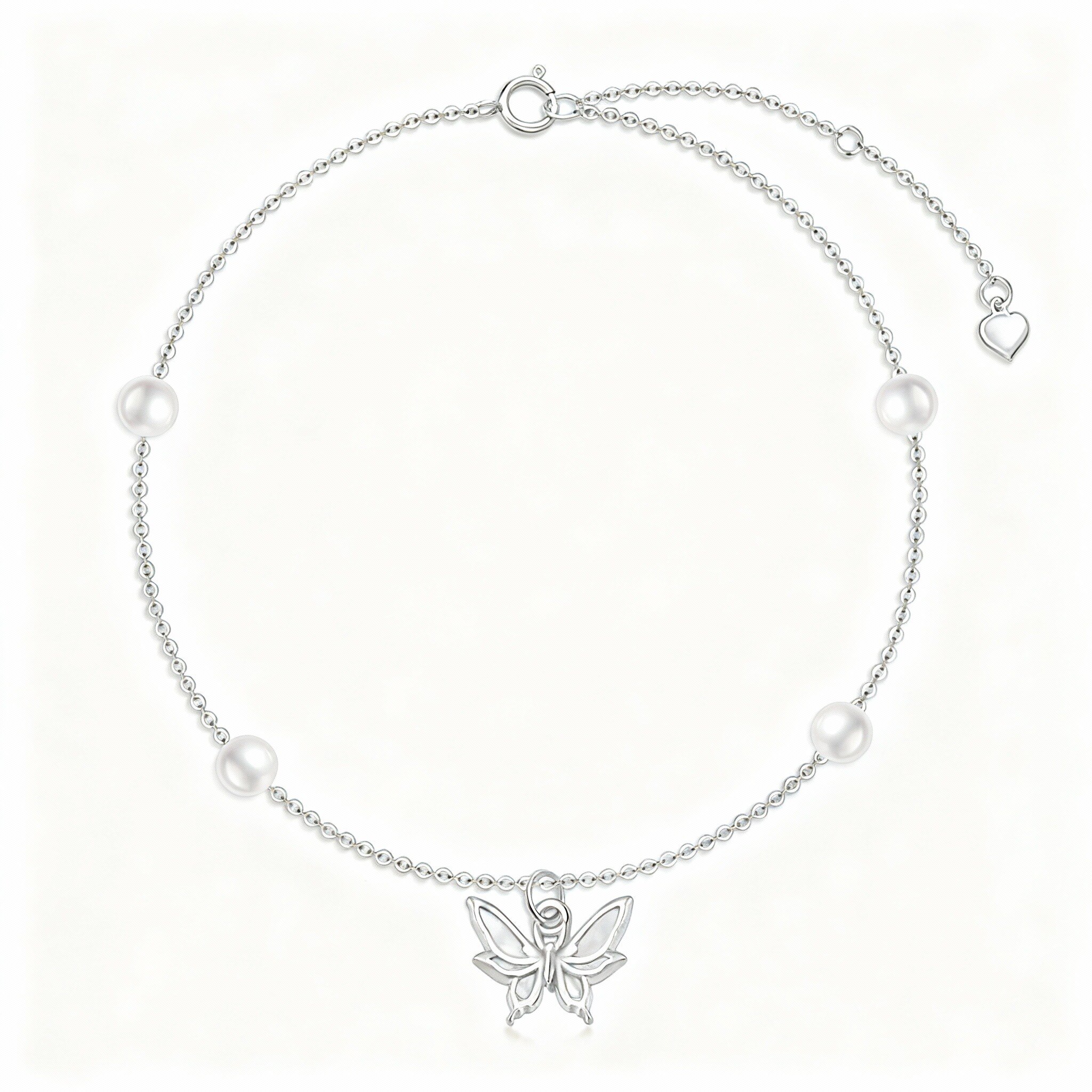 YFN Jewelry Opal & Pearl Butterfly Charm Anklet