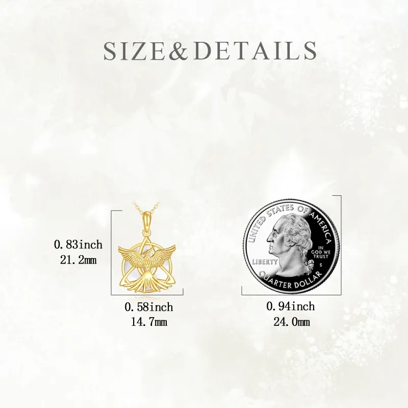 Collier pendentif en or 10 carats avec opale, phénix et nœud celtique-5