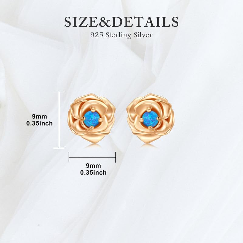 Boucles d'oreilles puces en opale rose plaquée or 10 carats pour femmes-5