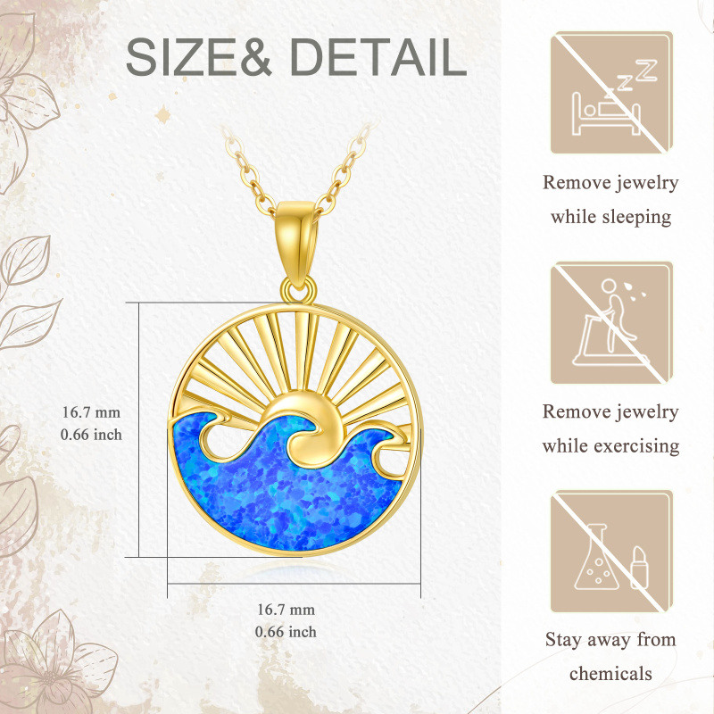 10K Gold Opal Spray & Sun Pendant Necklace-5