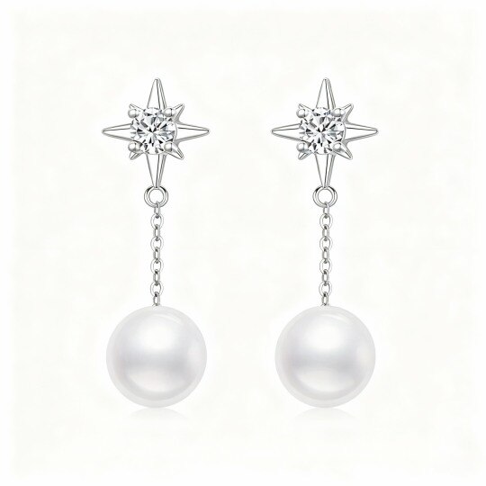 10K White Gold Opal Star Drop Earrings