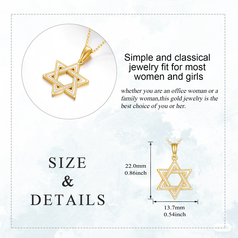 14K Gold Opal Star Of David Pendant Necklace-5
