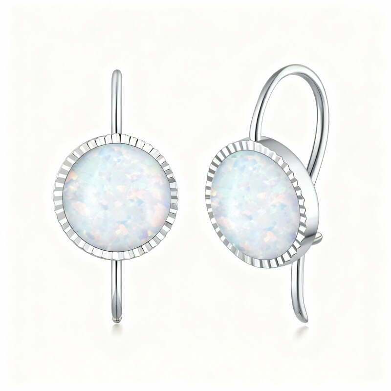 Boucles d'oreilles puces en platine plaqué or blanc et opale-1