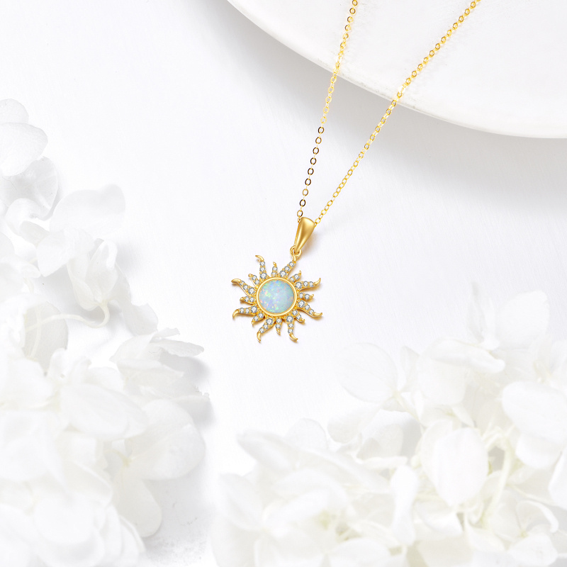 18-karätige Gold-Opal-Sonnenhalskette für Damen-4