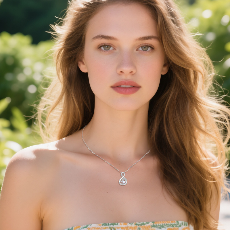 Collier pendentif Arbre de Vie et symbole de l'infini en or rose 10 carats et opale-2