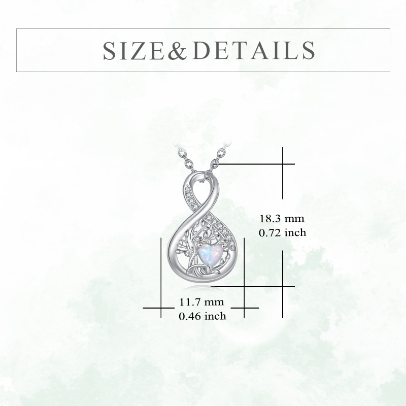 Collier pendentif Arbre de Vie et symbole de l'infini en or rose 10 carats et opale-5