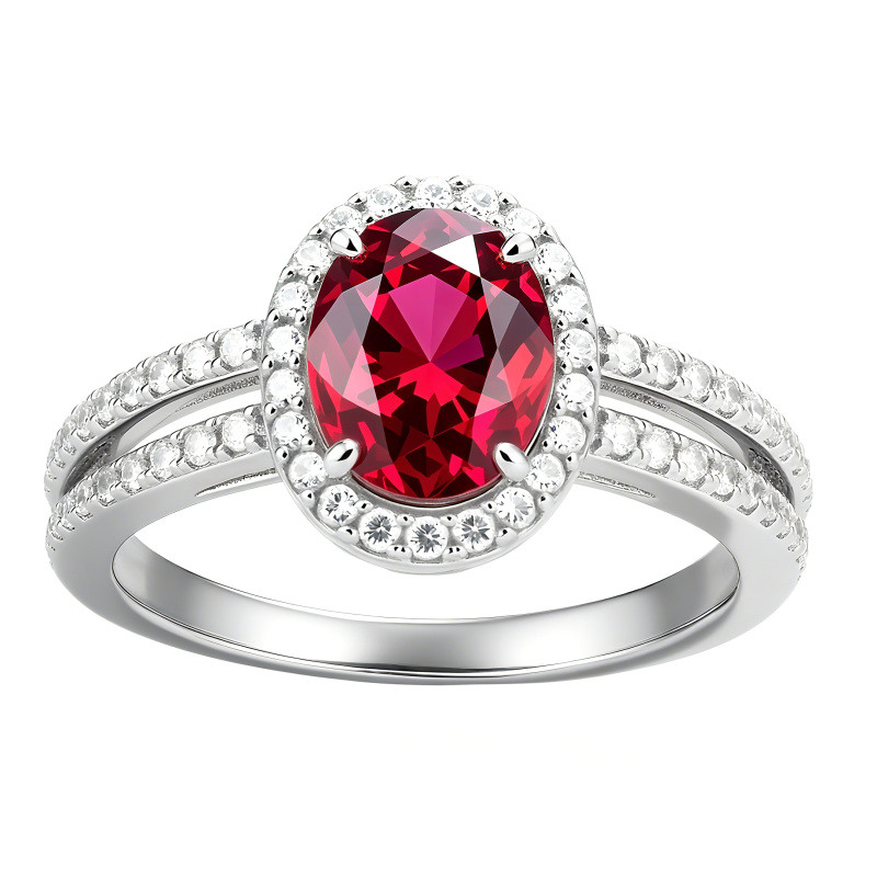 Anillo de compromiso de oro rosa de 10 quilates con corte ovalado-2