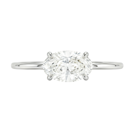 Anillo de compromiso personalizado de oro blanco de 10 quilates con diamante ovalado cultivado en laboratorio, color D, claridad VVS1, certificado por IGI 3EX.