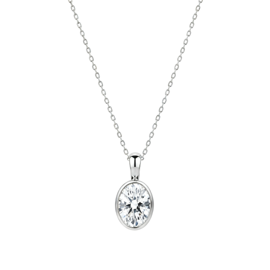 10K White Gold Oval Cut Lab-Grown Diamond Lab-Grown Diamond Necklaces