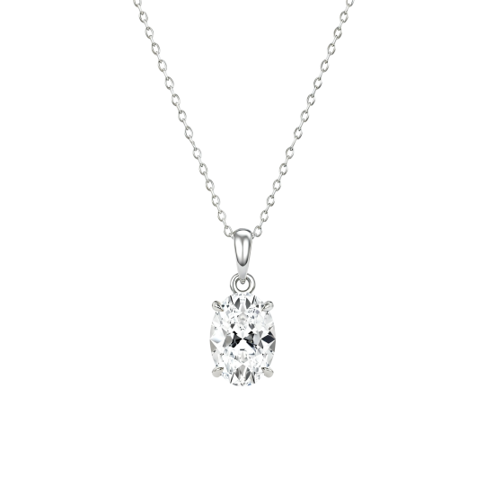 Colliers en or blanc 14 carats sertis de diamants ovales de synthèse
