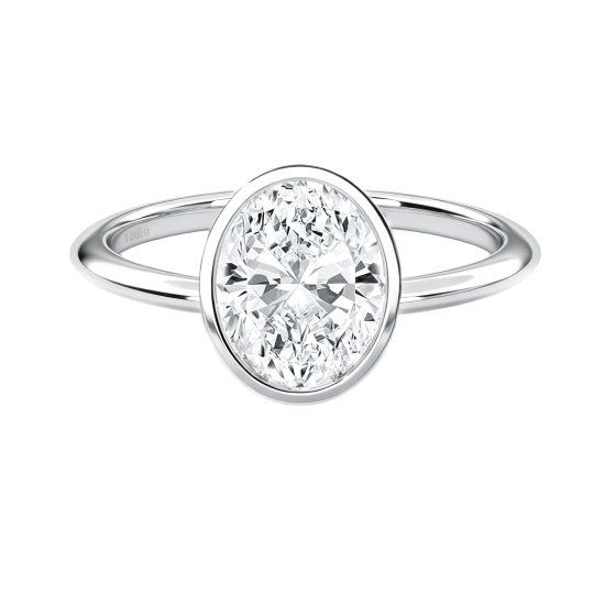 10K White Gold Oval Cut Moissanite Engagement Ring