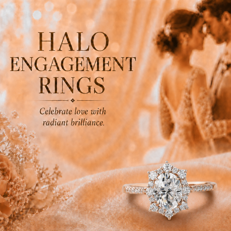 18Kホワイトゴールド製オーバルカットモアッサナイト婚約指輪-5