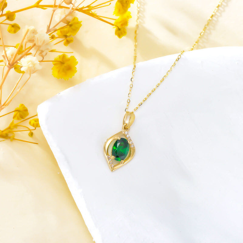 Collier pendentif ovale en or 14 carats avec tanzanite et symbole de l'infini-5
