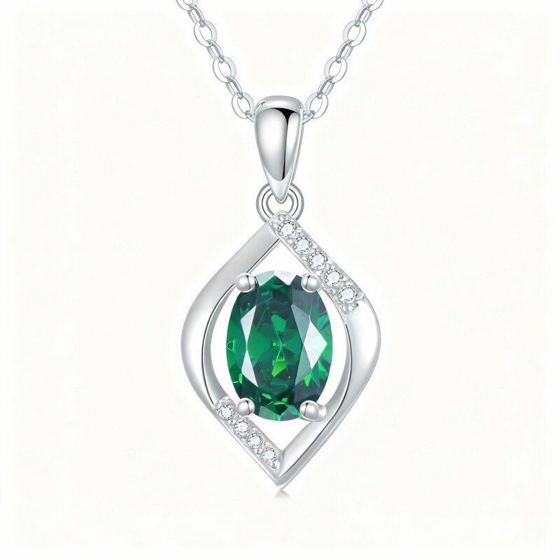 Collier pendentif symbole infini en tanzanite ovale plaquée or blanc et platine-1